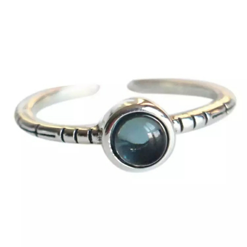 NEW 925 Sterling Silver Adjustable Blue Opal Ring - Picture 6 of 9